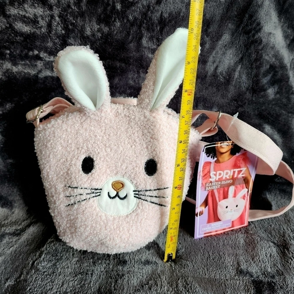 New kid girl's Easter Crossbody Terry Fabric pink / brown Bag